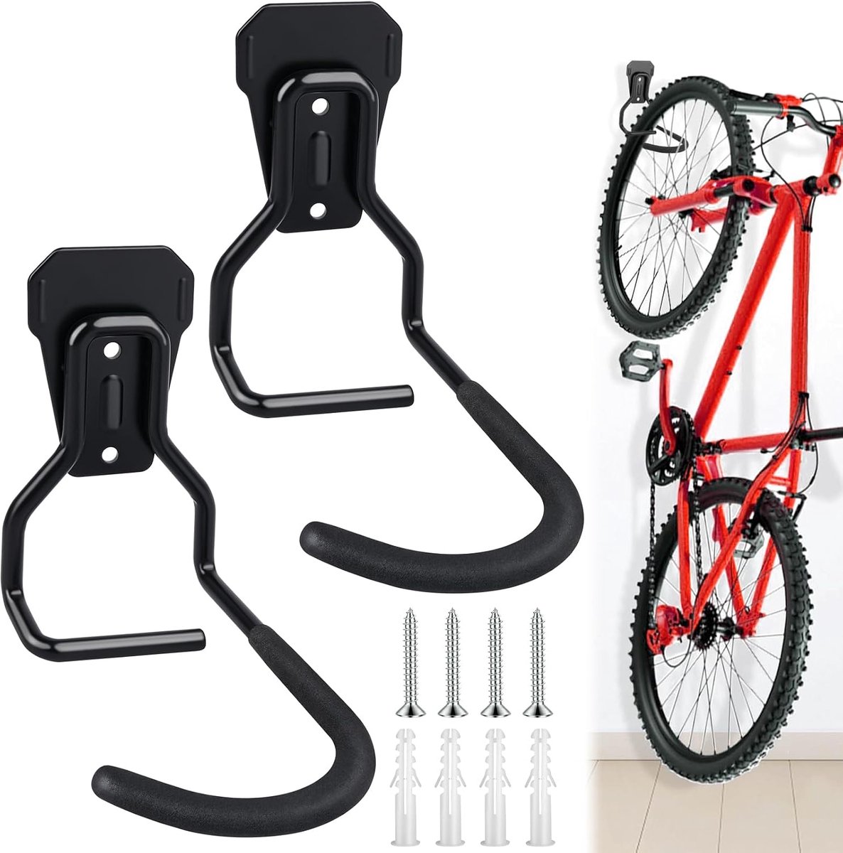 Fiets Wandbeugel - L-vormige verticale fietssteunen - Stabiel en ruimtebesparend - Tot 30 kg belastbaar - ShopVlot