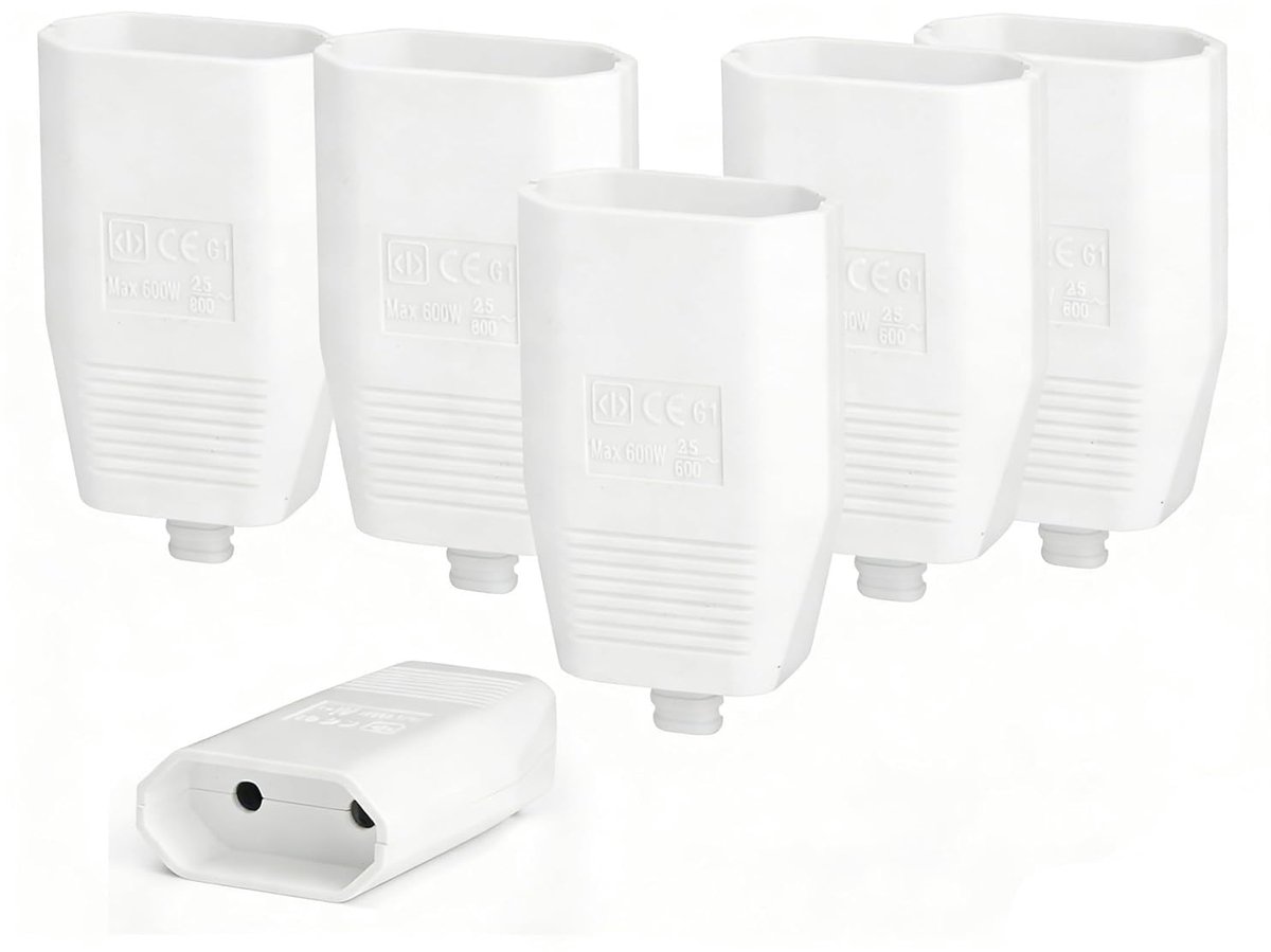 Euro flat plug 250V 2.5A - Schuko koppeling wit - Veilig binnengebruik - Ideaal voor verlengkabel reparatie - ShopVlot