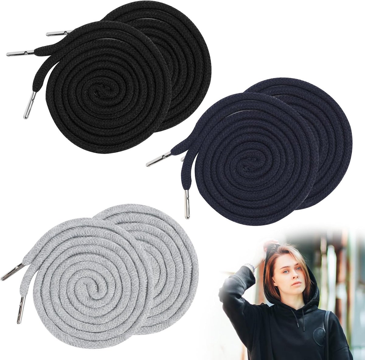 Vervangingskoord 150 cm - Katoen - Duurzaam en ademend - Ideaal voor sweatshirts en sportbroeken - ShopVlot