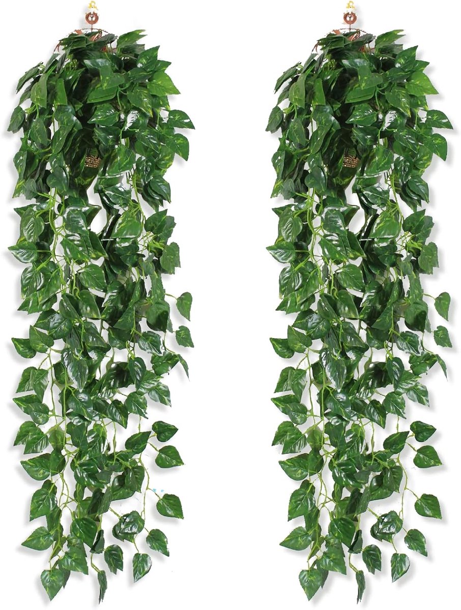 Hanging planten 2 stuks - kunstplant - stijlvolle decoratie - creëer een natuurlijke sfeer - ShopVlot