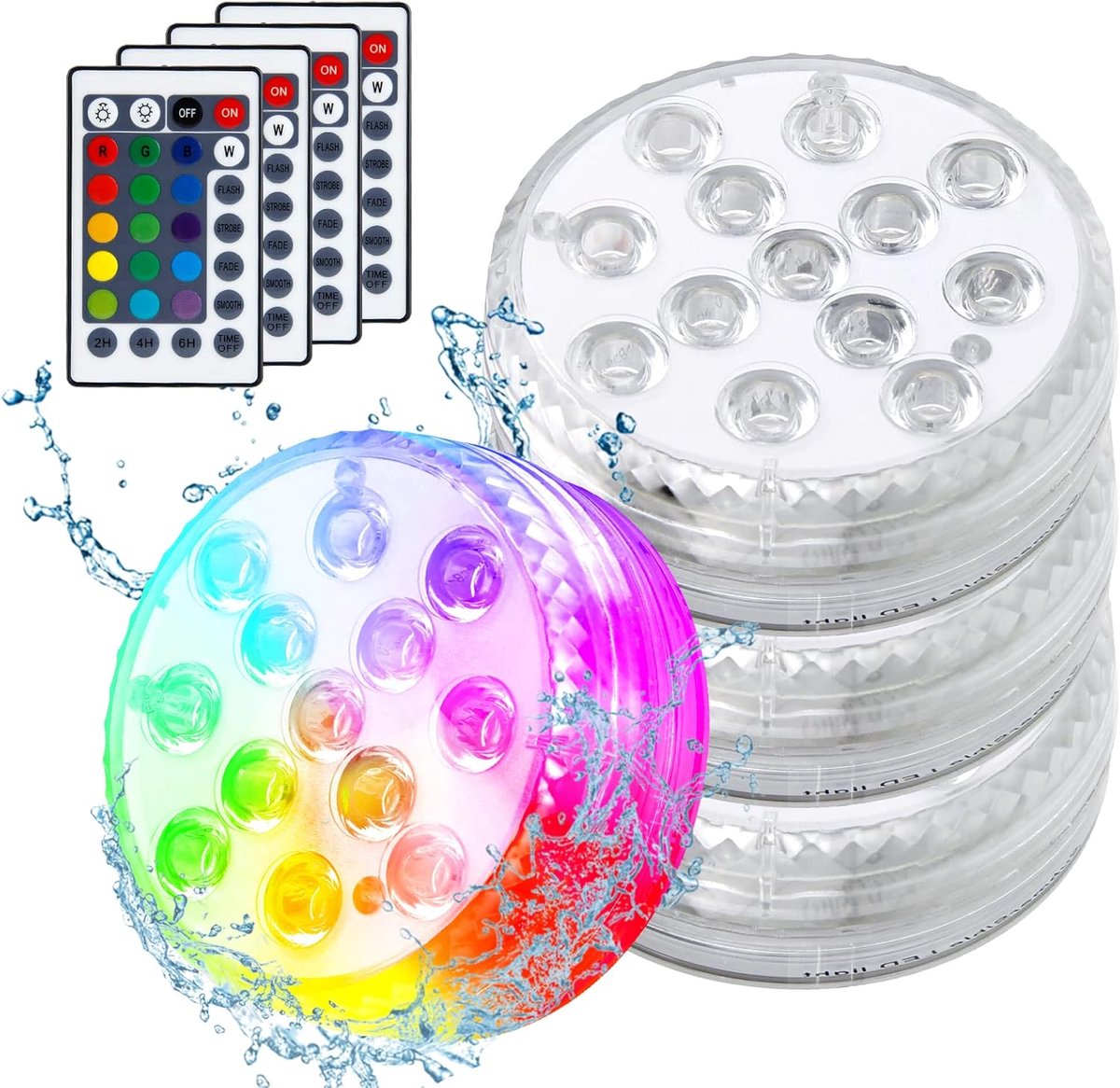 Onderwater LED licht - 4 stukken - RGB verlichting - 16 kleuren en 4 modi - Perfect voor zwembad - ShopVlot