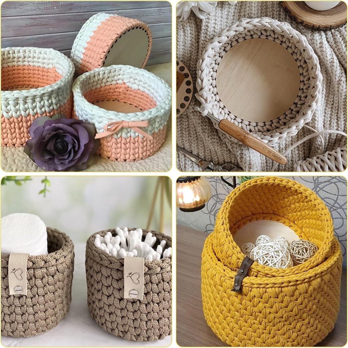 Haken mand bodem 7 stuks - ronde houten bodem - natuurlijk hout - perfect voor haakprojecten - ShopVlot
