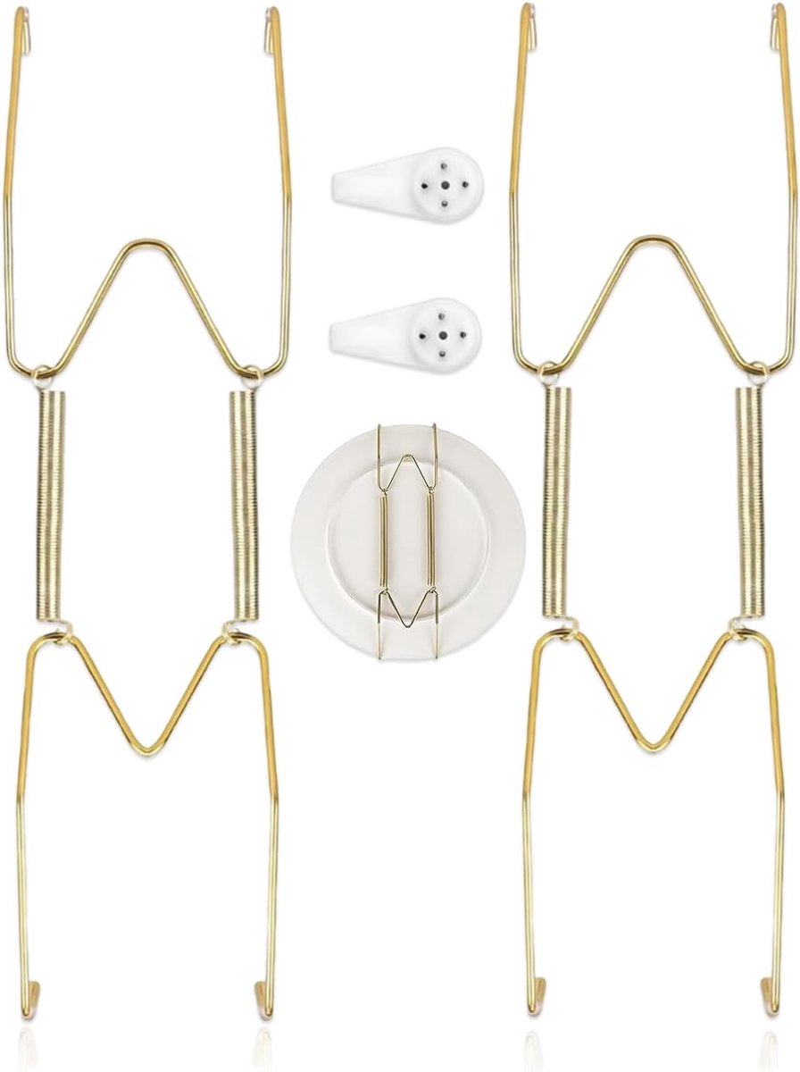 Wandhouder voor borden set van 2 - roestvrij staal - gouden afwerking - elegante presentatie - ShopVlot