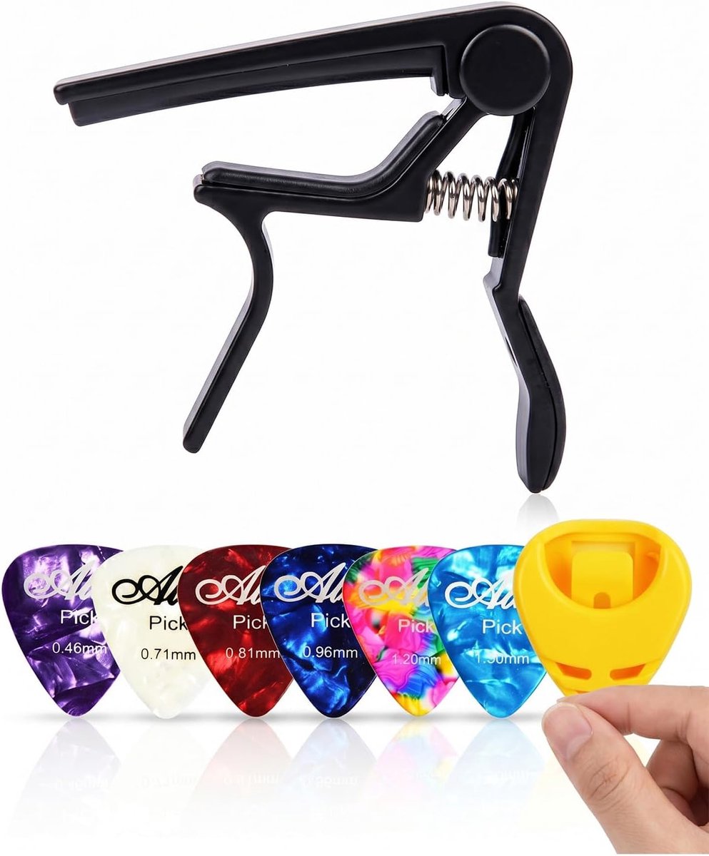 Gitaar capo - zwart plastic - universeel en snel wisselen - beschermt hals en snaren - ShopVlot