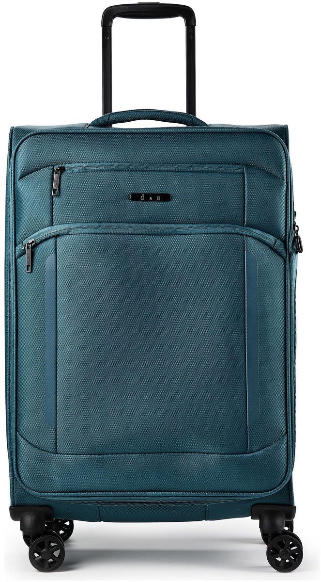 d & n Travel Line 9804 4 wielen Trolley M 68 cm met uitbreidingsplooi - Zachte bagage - TSA slot - petrol