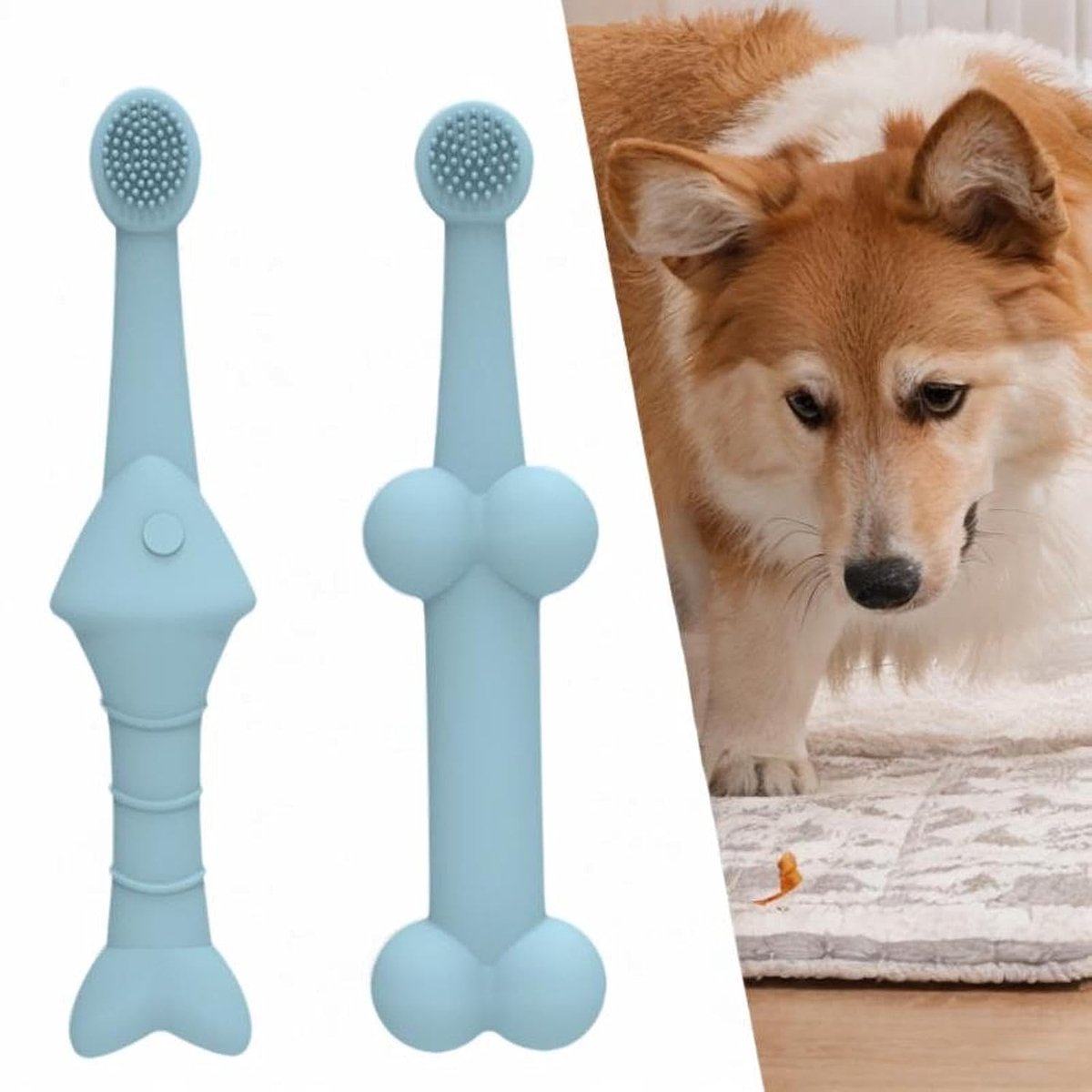 Tandenborstel - KZQ - Siliconen zachte borstel voor kleine huisdieren - Geschikt voor hond, kat, fret - 2 stuks, herbruikbaar - Voor thuis en reizen