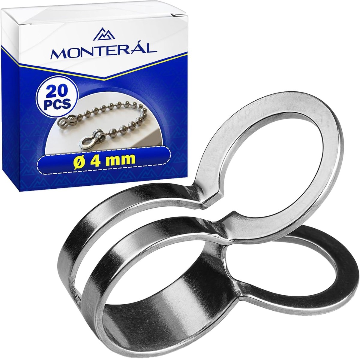 Connectoren voor kogelkettingen Ø 4 mm - messing met verchroomde coating - 20 stuks - ShopVlot