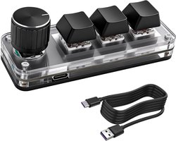 Mini mechanisch toetsenbord met 3 toetsen en 1 DIY-programmeerbare macroknop met RGB voor multimedia-benodigdheden voor gaming en kantoor