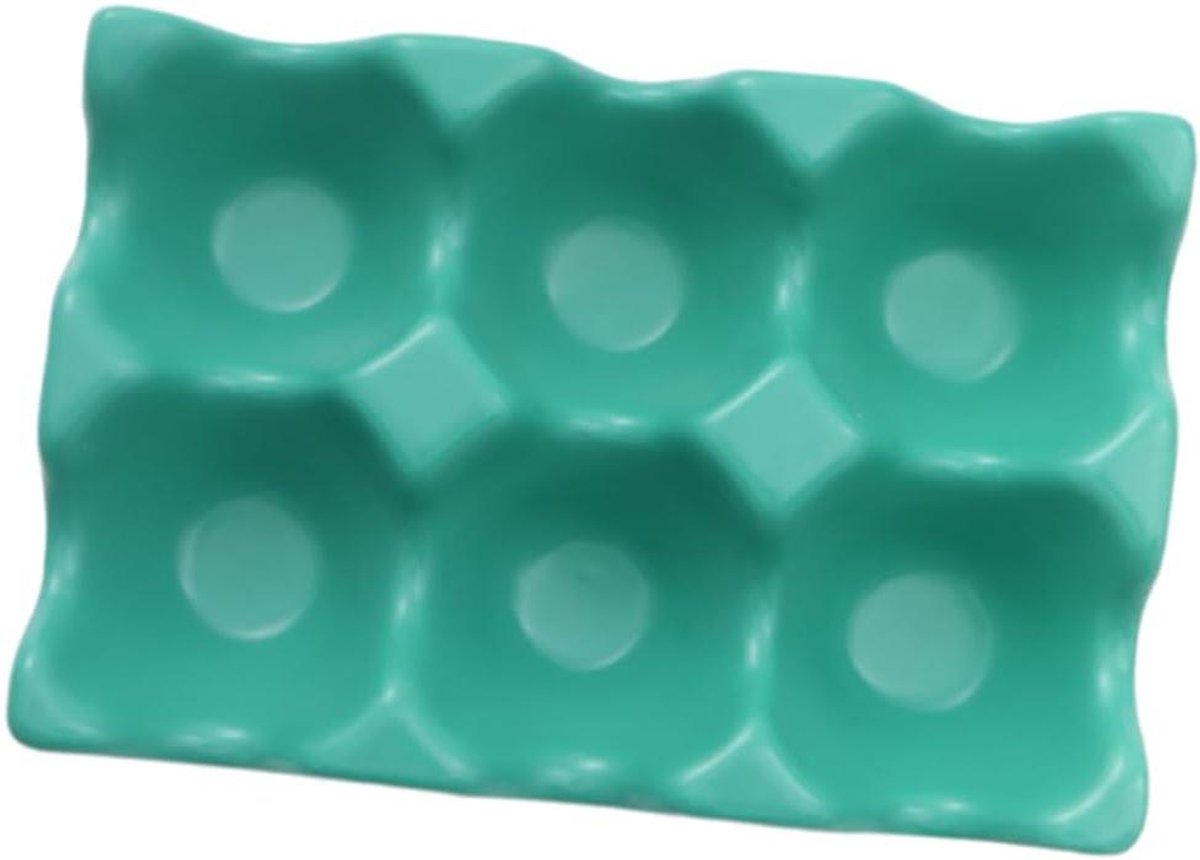 Keramiek Eierhouder - Eierrek Eierplateau - Keuken Organiseren - Voor 6 Eieren - 14.5x9.5x3 cm - Groen