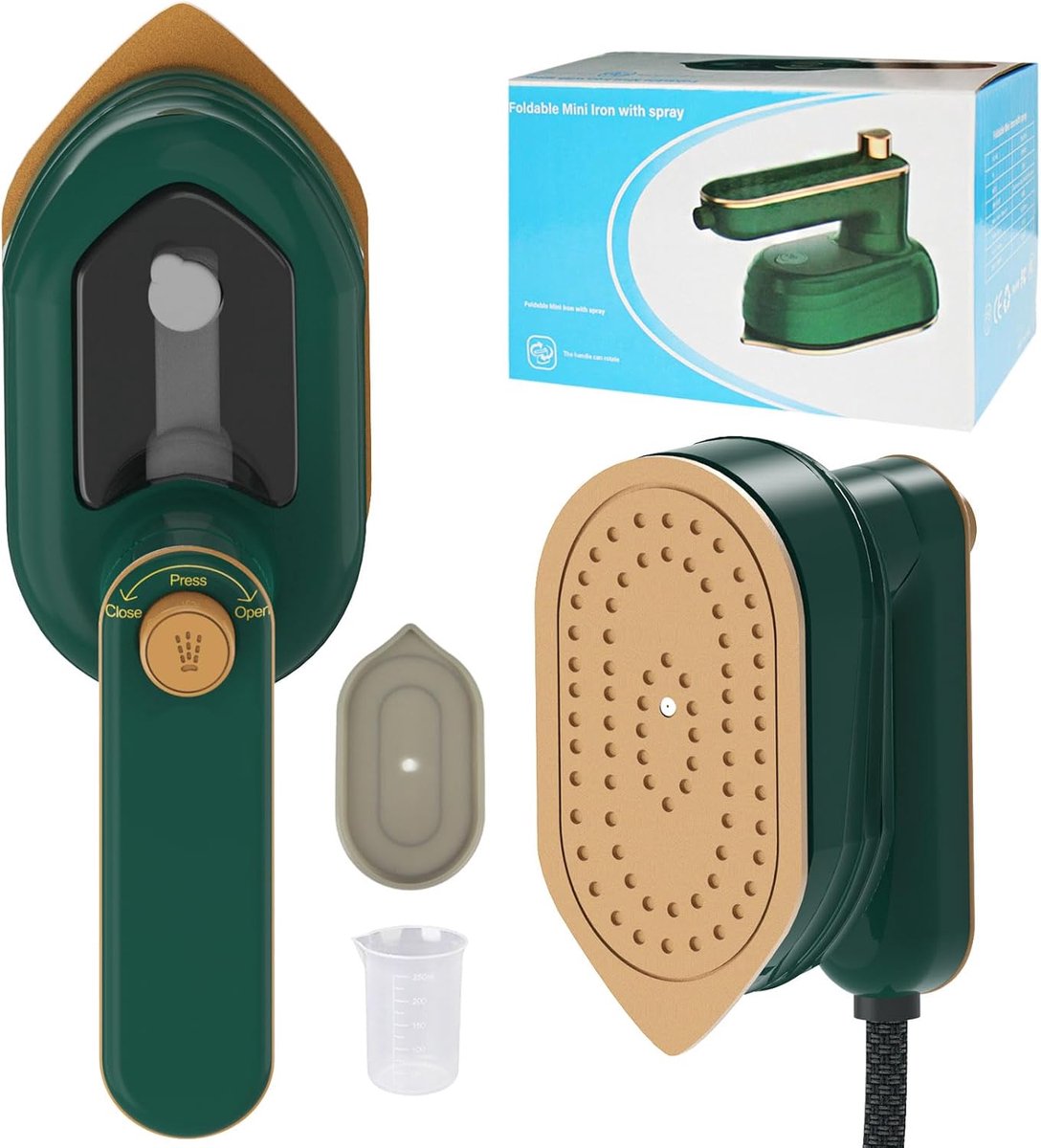 Thijox - Mini IJzer 2-in-1 Draaibaar 180° - Opvouwbaar Draagbaar Reisstrijkijzer voor Kleding - Handstrijkijzer & Stomer voor Thuis, Hotel, Zakenreize