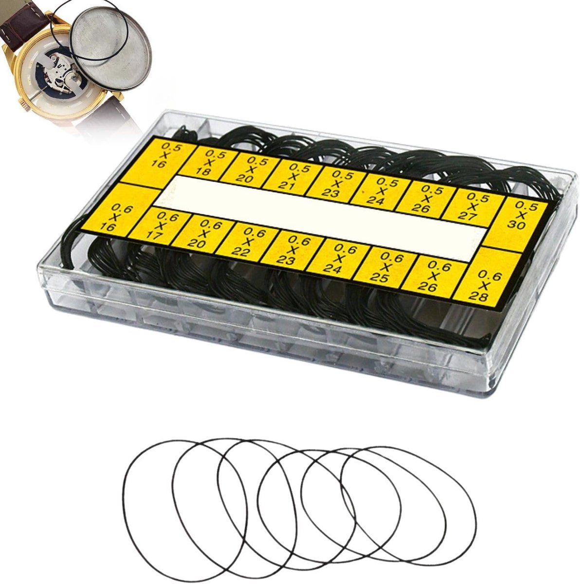 Horlogegasketset 200 stuks - 16–30mm rubber - waterdichte O-ringen - ideaal voor horlogemakers - ShopVlot