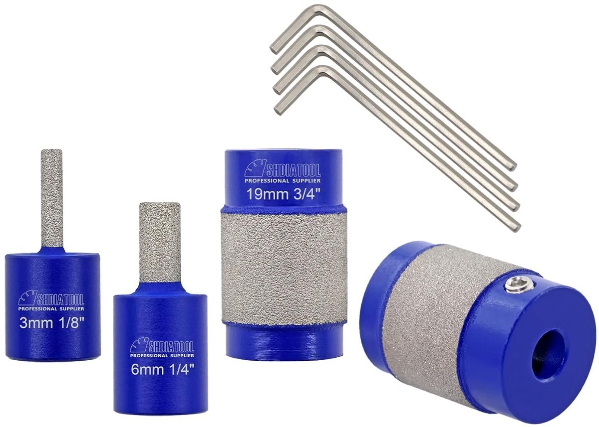 Diamantglas slijpbits 4-delig - 3/6/19/25mm - voor glasbewerking - geschikt voor glas en keramiek - ShopVlot