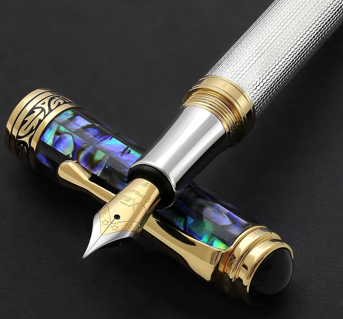 Vulpen fijne punt - 925 sterling zilver met blauwe Pāua schelp - Handgemaakt gelimiteerde editie - Uniek schrijfgenot - ShopVlot