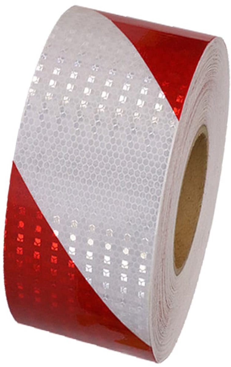 Reflecterende tape 5 cm x 20 m - Rood Wit - Waterdicht - Veiligheidsband voor voertuigen - ShopVlot