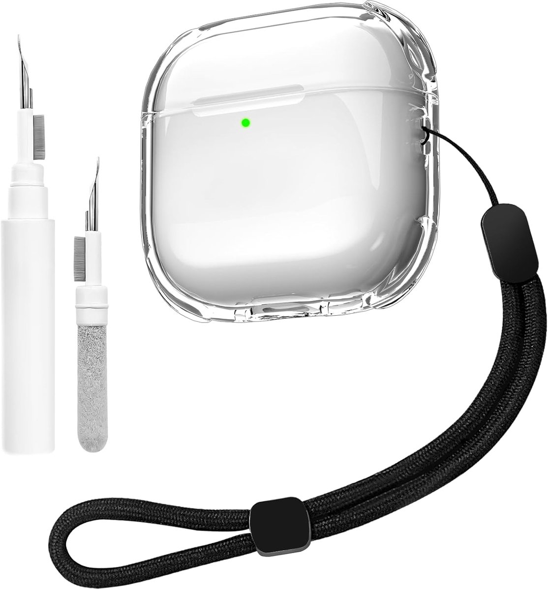 Transparante case voor AirPods 4 - zacht TPU - met reinigingskit - schokbestendig en draadloos opladen - ShopVlot