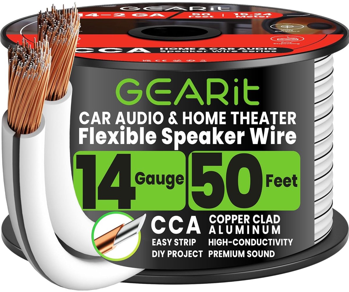 Luidsprekerkabel 14AWG - 15,24 m - Professioneel - Ideaal voor thuisbioscoop en autospeakers - ShopVlot