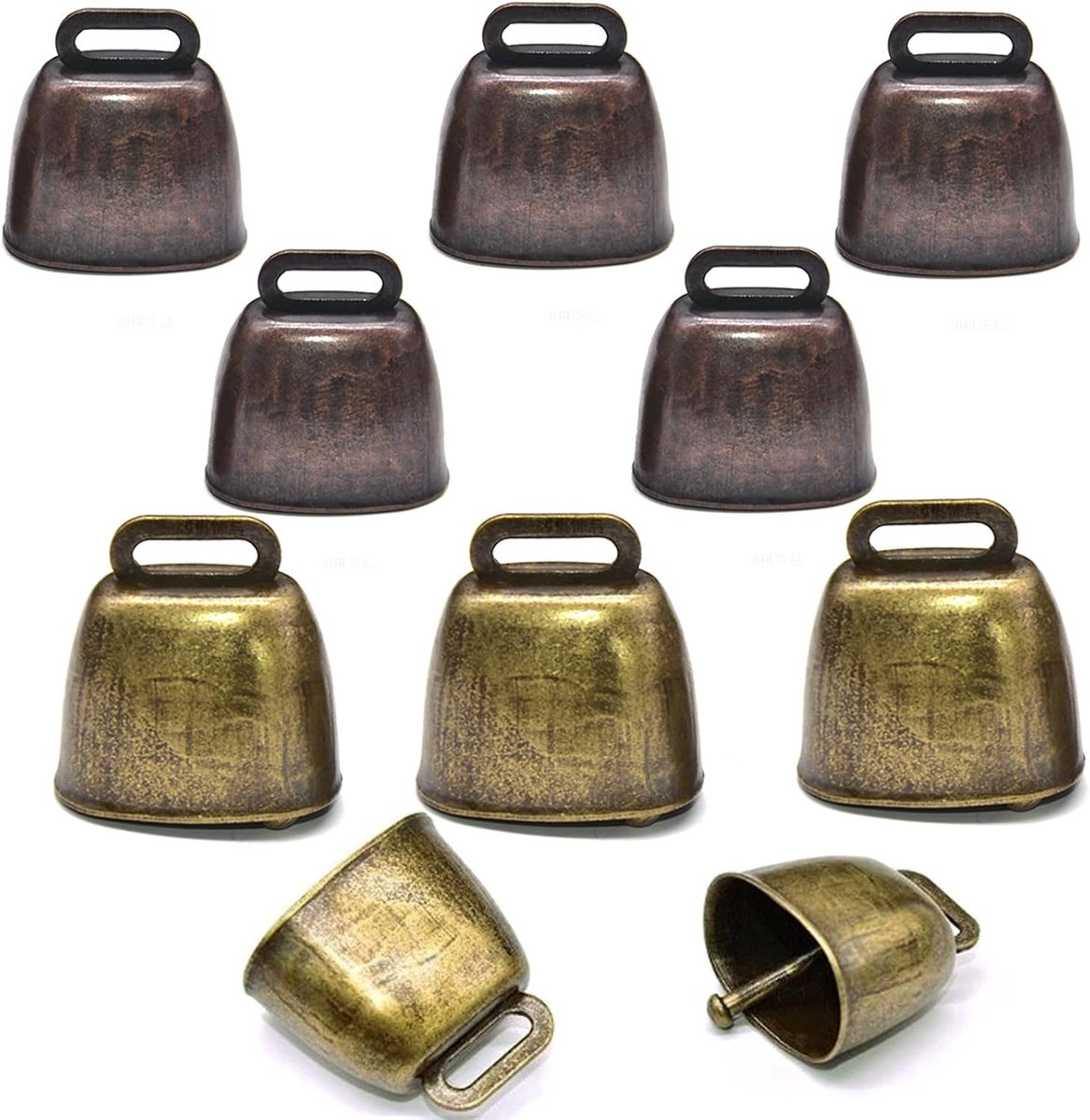 Metal dierenklokken 10 stuks - antieke stijl - messing en brons - ideaal voor het onderscheiden van dieren - ShopVlot