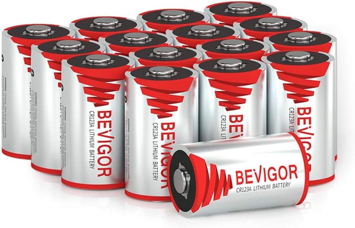 CR123A lithiumbatterijen 1500 mAh - 16 stuks - niet oplaadbaar - ideaal voor beveiligingssystemen - ShopVlot