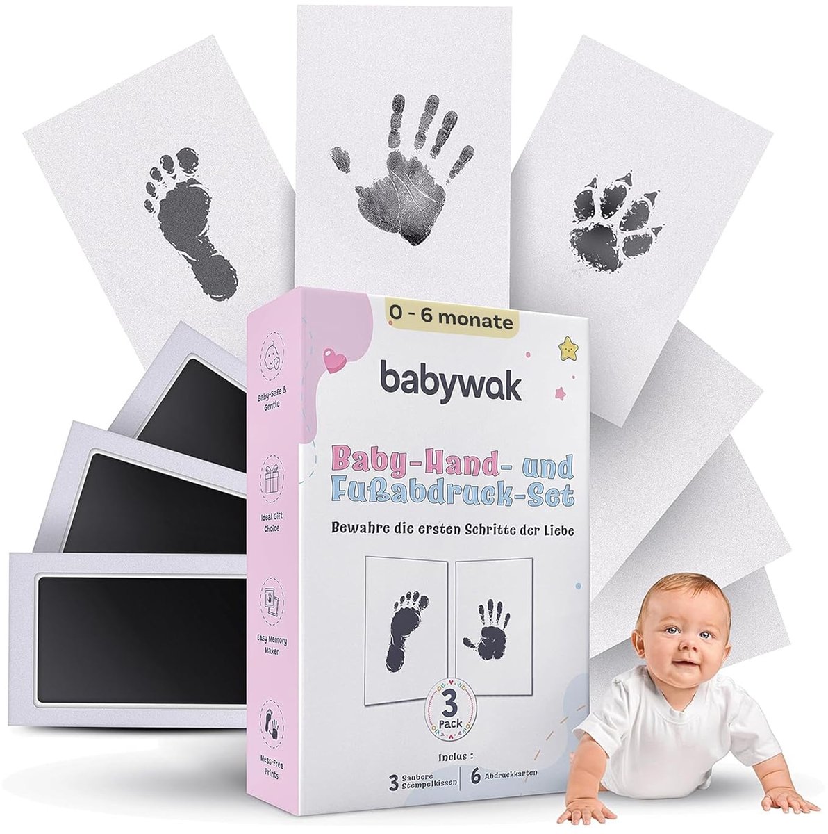Baby afdrukset – Clean Touch inktkussen – veilig & contactloos – perfect voor hand- en voetafdrukken - ShopVlot