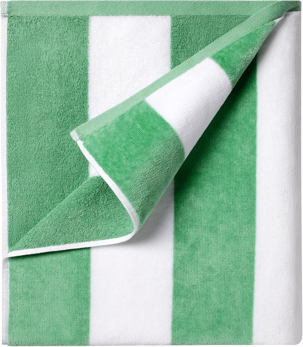Strandhanddoek groot 90 x 180 cm - 100% katoen - gestreept - ideaal voor strand en picknick - ShopVlot