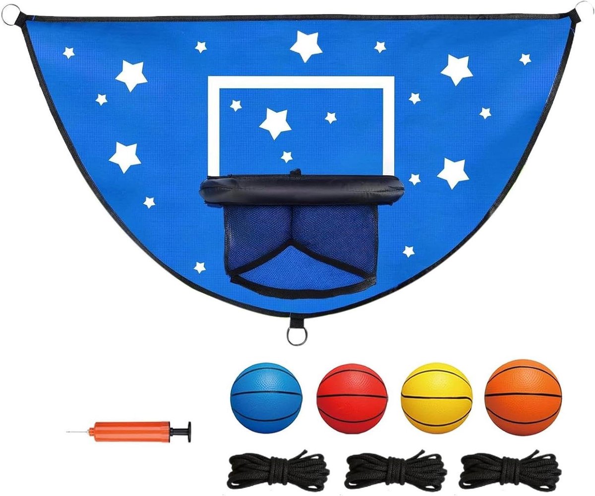 Basketbalmand Trampoline - Trampoline Basketbal Set - Kinderen Actief Houden - Veilig Ontwerp - 98 cm - Blauw