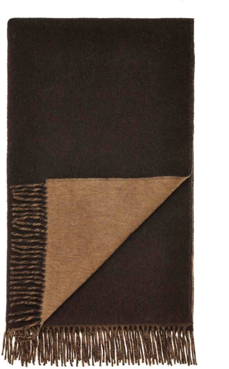 Plaid Double Face Camel/Chocolade - Country Side Collection - Merino Lamswol - 140x185 - Bronte by Moon Scotland