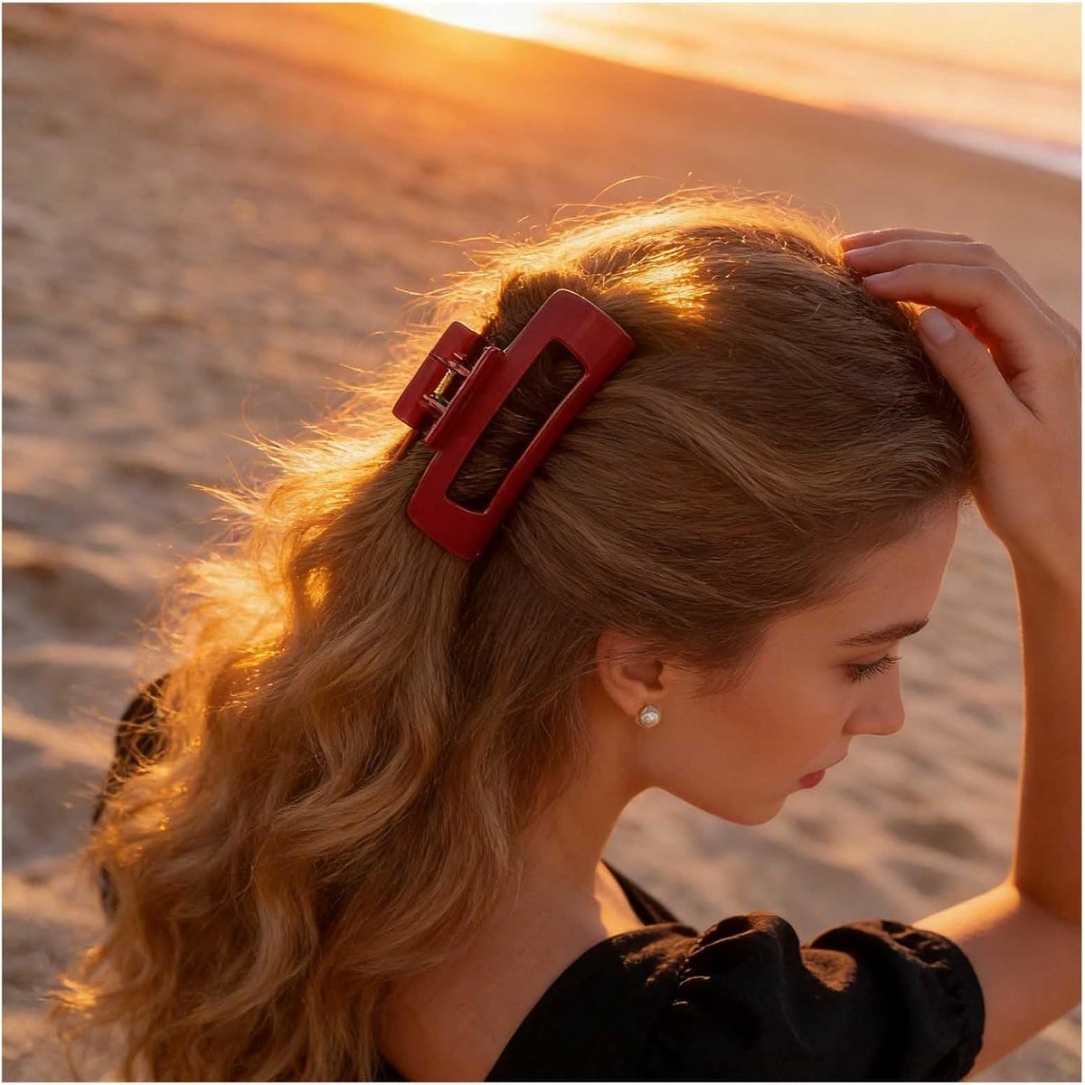 Haar Klauw Clip Grote Vierkante - Ruw Acryl - Decoratieve Haarspeld - Houdt Haar Stevig Vast - SnelShoppen