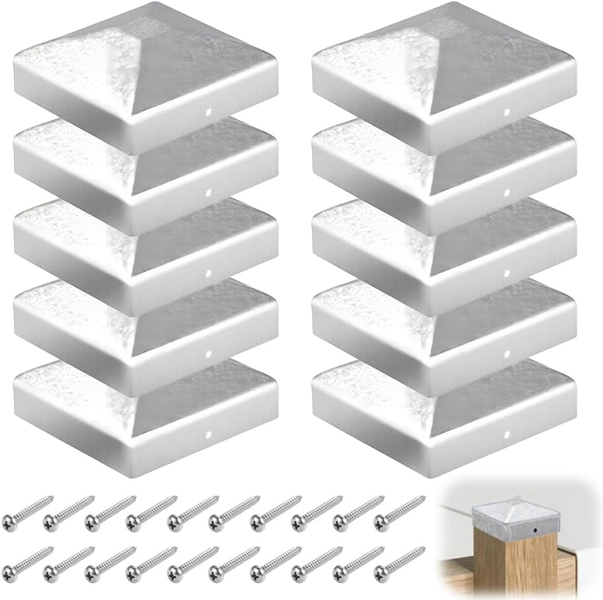 Paaldoppen 73x73 mm - Metalen hekpaaldoppen - Robuust en roestvrij - Geschikt voor houten palen - SnelShoppen