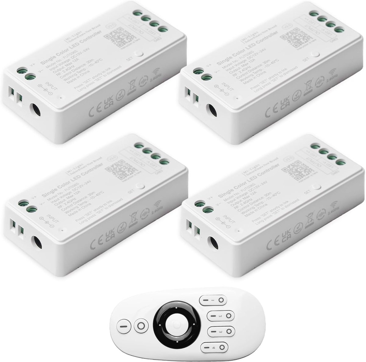 LED strip controller kit - 4 x 2,4 GHz dimmer - met draadloze afstandsbediening - slimme groepsbediening - SnelShoppen