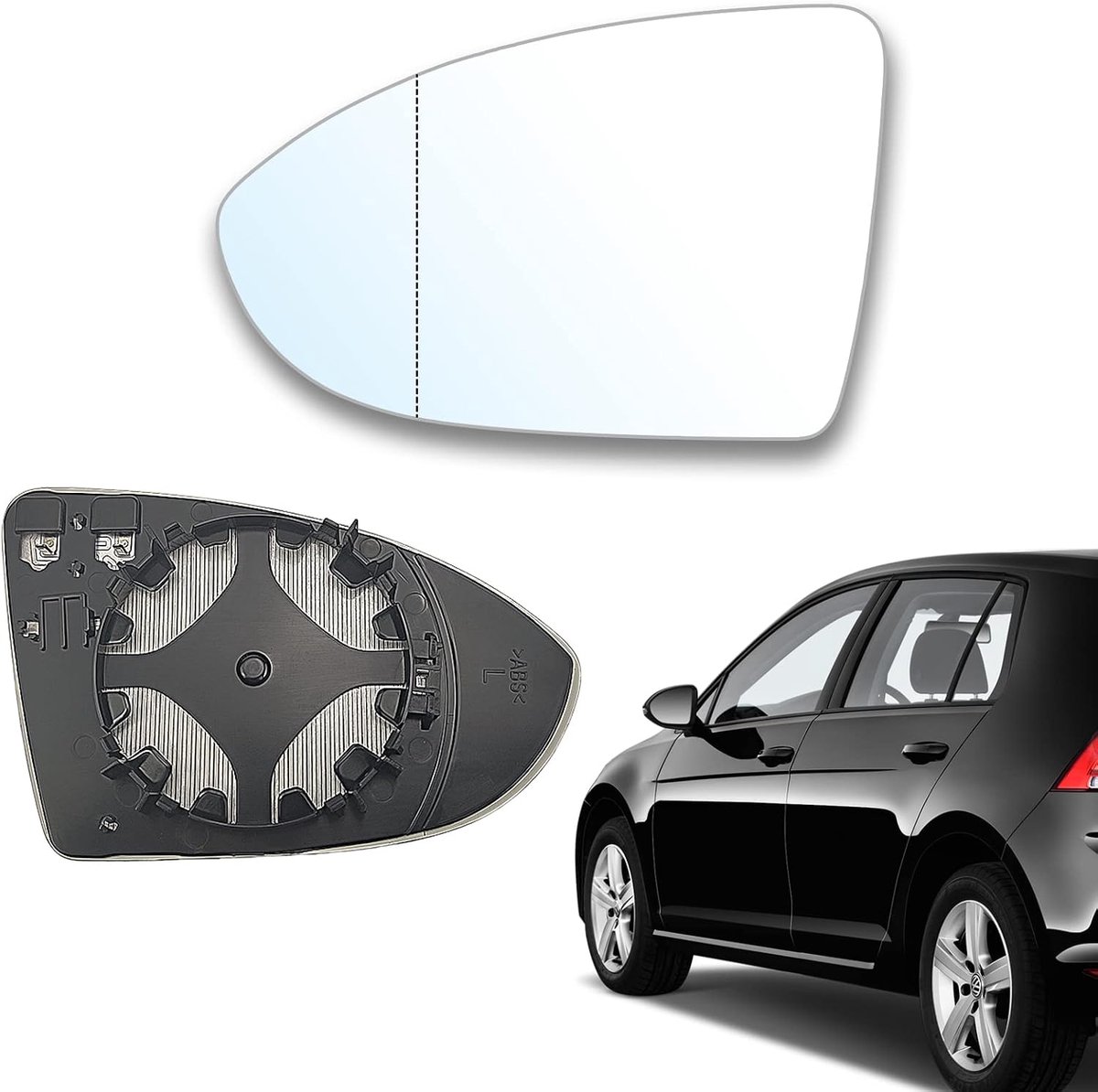 Spiegellens Golf 7 links/rechts - verwarmd asferisch - met steunplaat - perfecte pasvorm - SnelShoppen