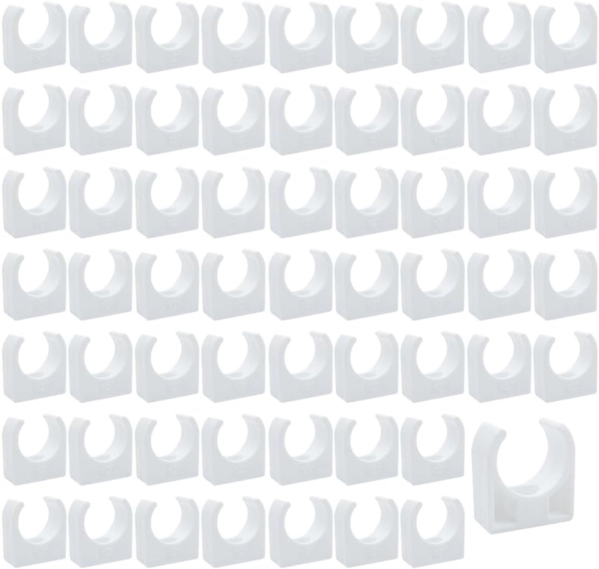 SnelShoppen - 60 Stuks Witte PPR Slangklemmen, U-vormig Ontwerp, Antislip Groeven, 2.2x2.5x1cm, Binnen Diameter 2cm, Geschikt voor Diverse Soorten Bui
