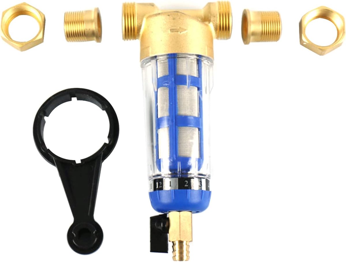 Waterfilter 1" mannelijke draad - herbruikbaar - 40-60 micron - voor schoon water - SnelShoppen