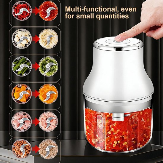 Mini Keukenmachine - Elektrische Hakker - Voedselbereiding - Draadloos en Compact - 250 ml - Wit van MINI — afbeelding 5