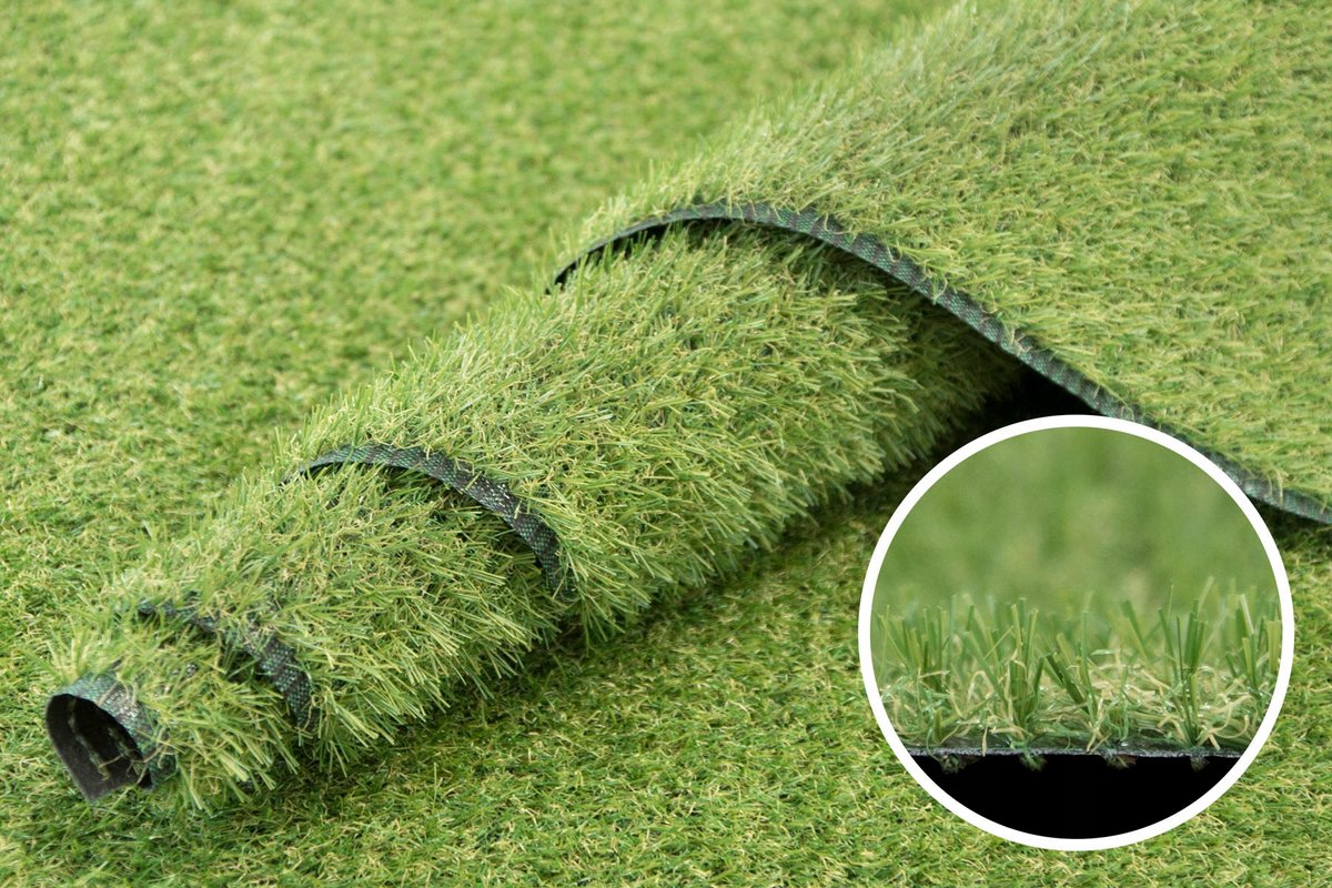 Merkloos Kunstgras 4m breed, 18mm dik - Veerkrachtig groen voor balkon & terras