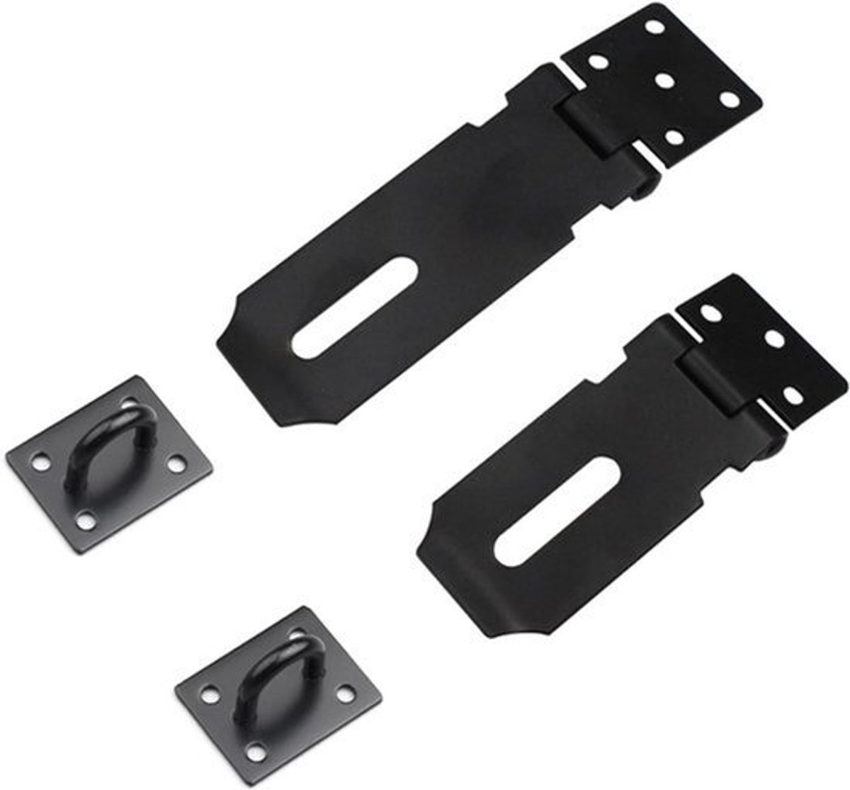 Zwarte hangslot-hasps, rolslot-hasps, roestvrijstalen bouten, grendelhasp, schuur-deurgrendel - Deursloten voor huisdeuren, kasten, laden, ramen, garage