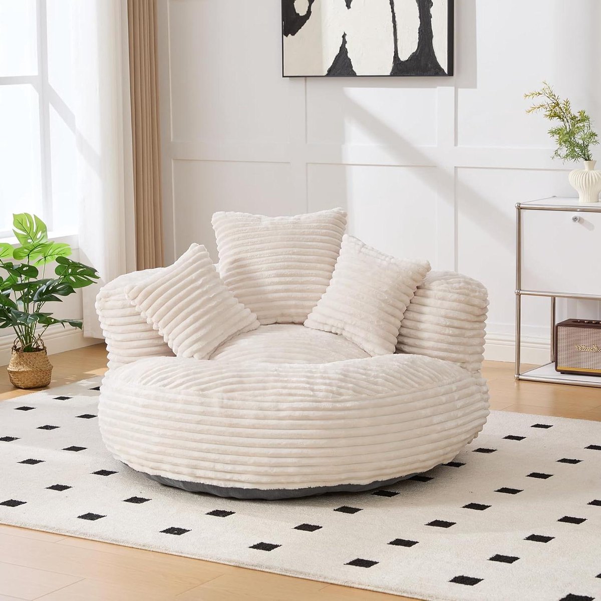 Zitzak XXL - Zetel Fauteuil - Ontspannen Zitten - Met Rugleuning - 108x108x52 cm - Beige