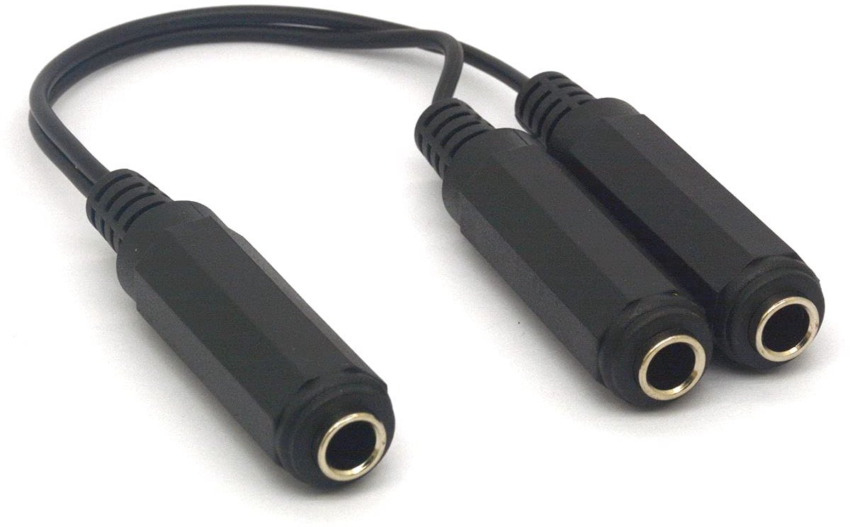 6.35 Guitar Cable Splitter, 6.35mm 1/4" Stereo Plug Female to Dual 6.35mm 1/4 Inch Mono TS Female Y Adapter Cord - ShopVlot