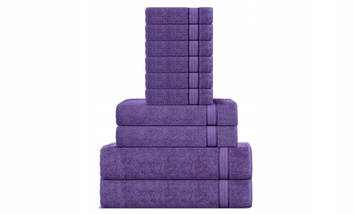 10x Katoenen Badhanddoeken Set 600g/m² - Luxe en Zacht Paars