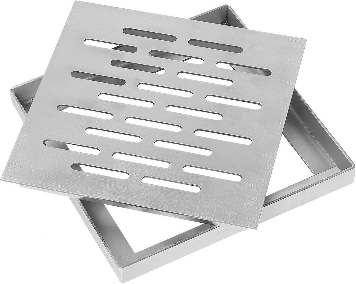 Vloerafvoerputdeksel 250x250mm - RVS met frame - Antislip - Ideaal voor buiten en badkamer - ShopVlot