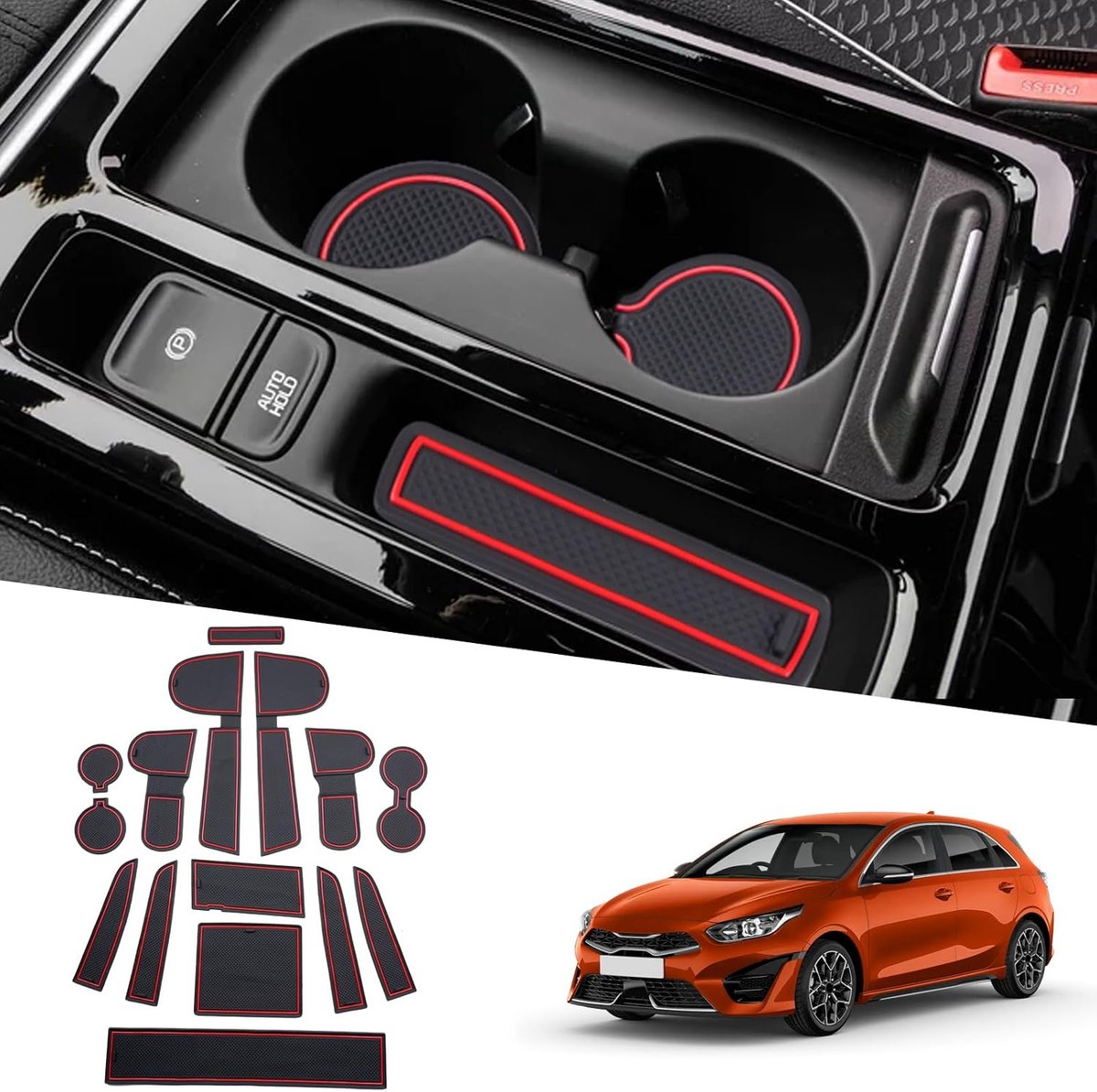 Rubber console mat Kia Ceed SW Proceed GT XCeed GT 2020-2023 - Antislip - Bescherming en comfort - ShopVlot