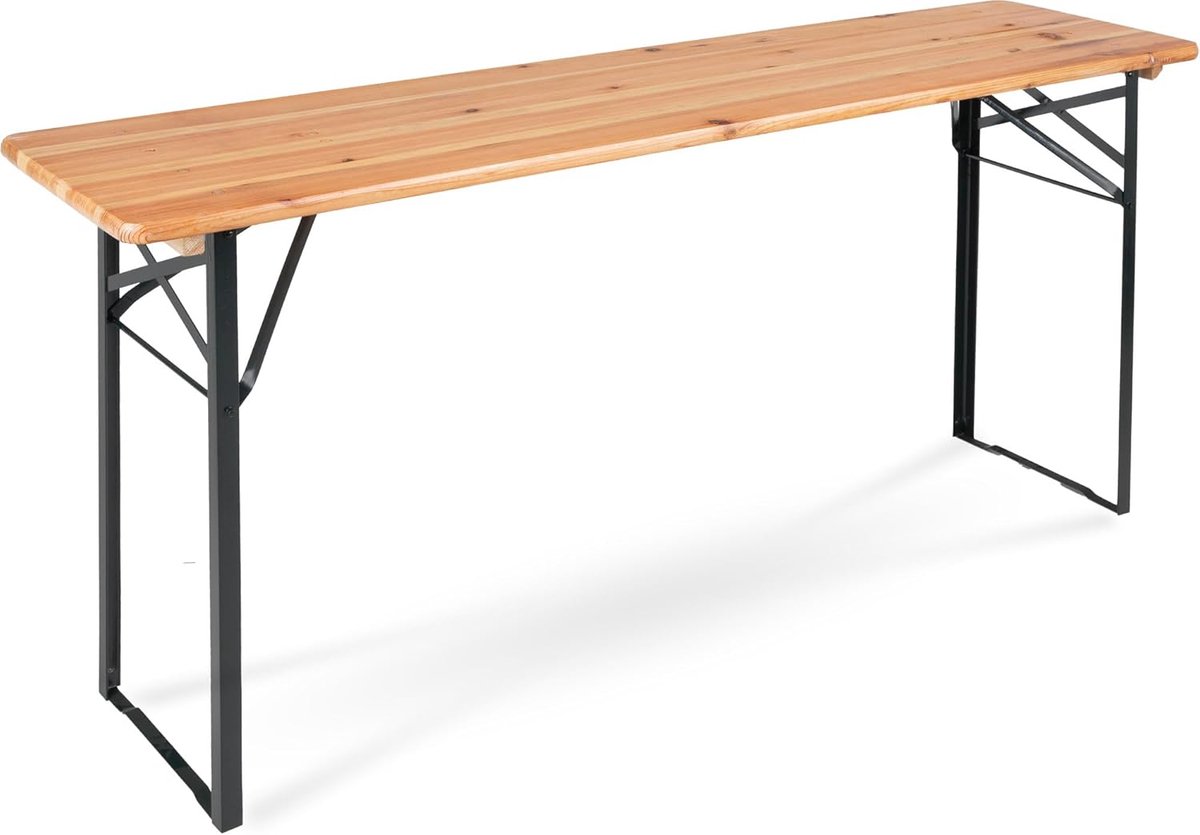 BBT-170 Hirschgarten Bierzelttafel 170 cm Natuurlijk | Robuuste biertafel (170 cm lang), Stabiele metalen scharnieren makkelijk te openen/ te sluiten, Tafelblad van hout, 5 cm