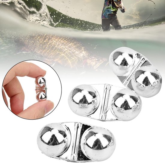 40 stks Meerval Rammelaars voor Vissen, Dubbele Rammelaar, Draagbare Abs Vissen Dubbele Vissen Rammelaar, Rammelaar Zee Vissen Attractor Bell Kralen Accessoire voor Lokken Vissen, 1,2 x 1,5 cm (zilver) — afbeelding 2