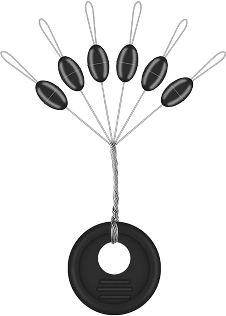 100st Rubberen Visdobber Kralen Stopper 6 in 1 Float Sinker Stops Vistuig Lijn Ovale Float Stops voor Grof Vissen Maat S Viskralen R0.8-100 Lijn Zwart