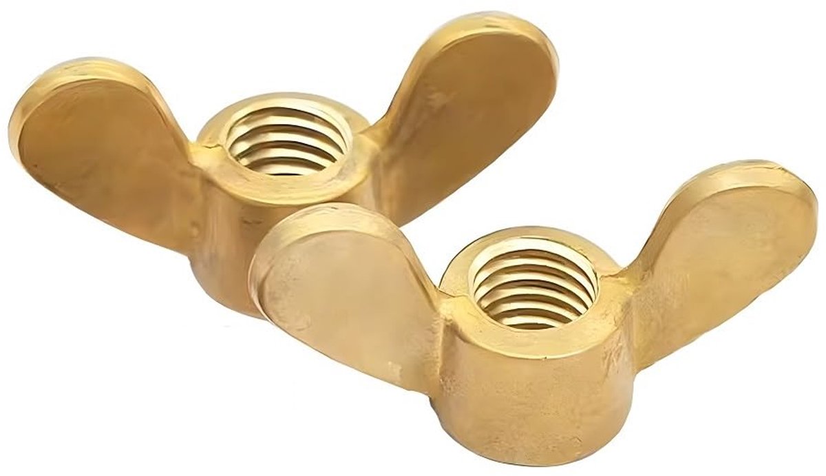 Moeren van messing vleugelmoeren (2 stuks)