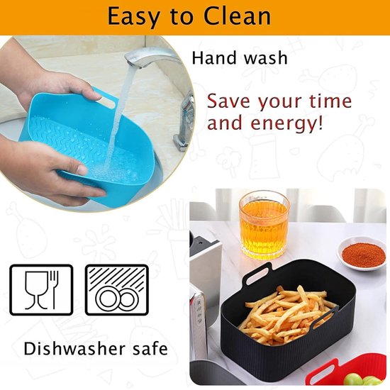 Geschikt voor siliconen Liner voor Ninja Air Fryer Dual, Accessoire voor Air Fryer, Herbruikbare Silicone Liner — afbeelding 2
