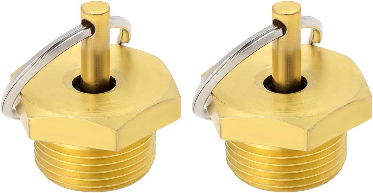 Store 2 stuks M22x1,5 messing afvoerklep met externe draad, 27 mm zeskantdiameter veiligheidsklep voor vrachtwagenketels, luchtcompressoren, chemische productie met trekring