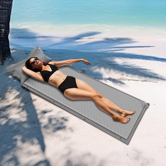 Zelfopblazende slaapmat, 5 cm, luchtmatras, zelfopblazend, 192 x 66 cm, campingmatras met opbergtas, geschikt voor yoga, picknick, camping, op het strand en andere gelegenheden, grijs — afbeelding 5