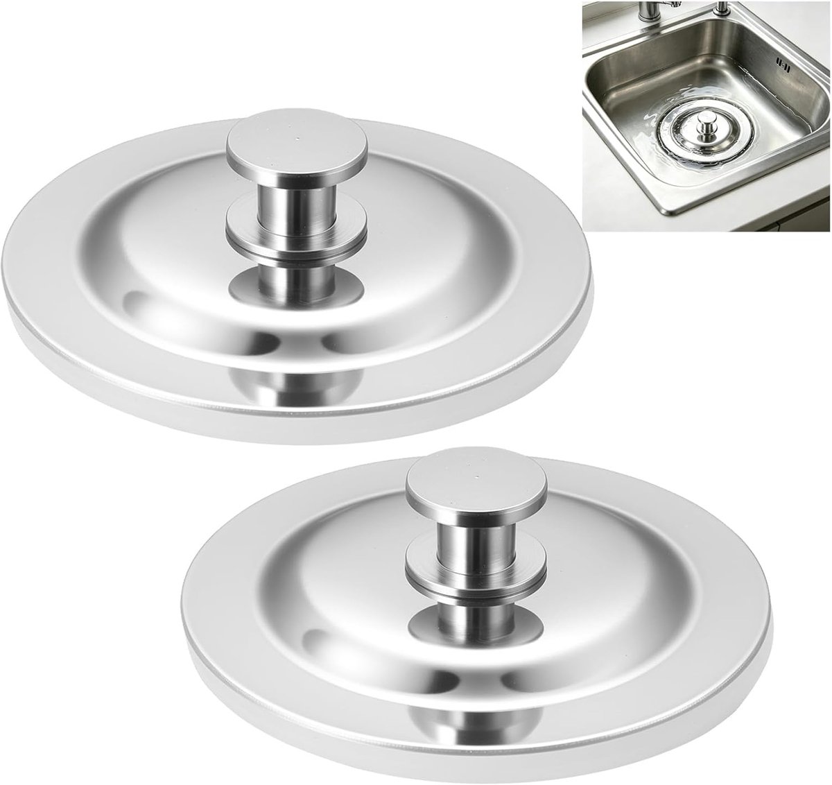 2 stuks universele badpluggen UK, roestvrijstalen afvoerstoppen, vervanging voor 40-45 mm gaten, douchebakken, wastafel, keuken, badkamer, badkuip, universele gootsteenpluggen