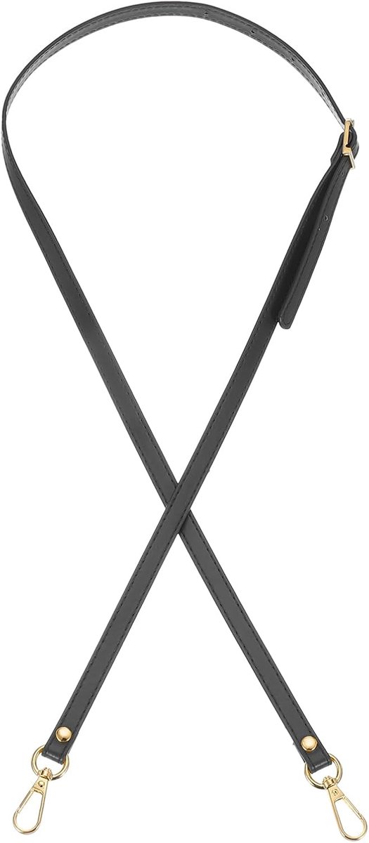 Lederen portemonnee riem vervanging 47 inch, PU verstelbare schouder crossbody vervangende riem met gouden hardware voor handtassen schoudertas, zwart