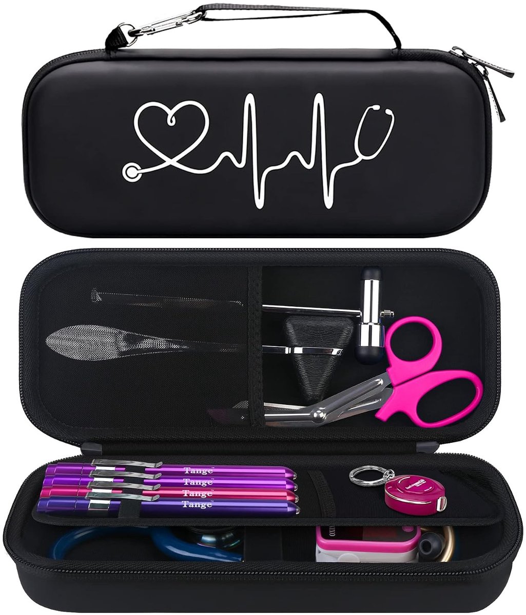 Stethoscoop Case voor 3M Littmann Classic III, Lightweight II S.E, Cardiologie IV, MDF Acoustica Deluxe Stethoscoop, Mesh Pocket voor Pen Light en andere verpleegkundige, zwart en zwart